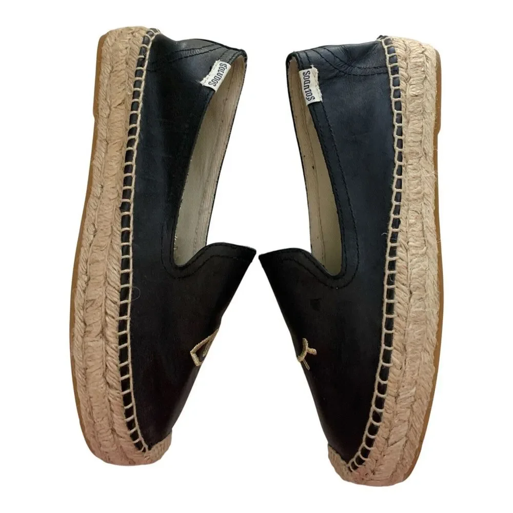 Soludos Winking Eye Espadrilles SZ 6 BlackFlat Jason Polan Canvas Shoes Blinking